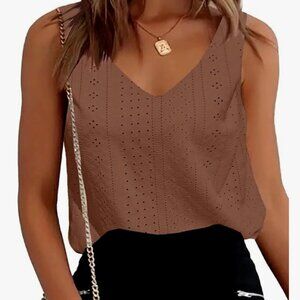 Eyelet Sleeveless Tops for Women Trendy Casual Backless Crochet Top Cami Small